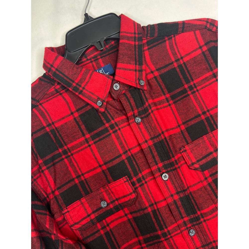 Red Plaid Flannel Shirt Mens L Cotton Buffalo Lumberjack Grunge Cabin Gorpcore